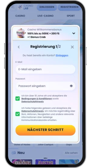 Registrierung im Big Bass Bonanza Casino