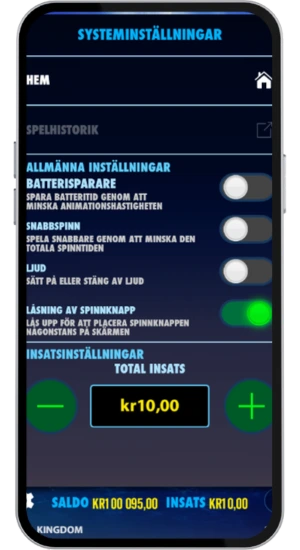 Systeminställningar och insatskontroll