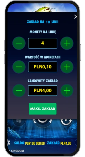 Ustawienie stawki w Big Bass Bonanza