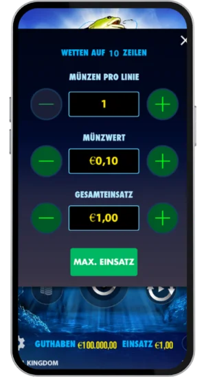 Einsatz wählen bei Big Bass Bonanza