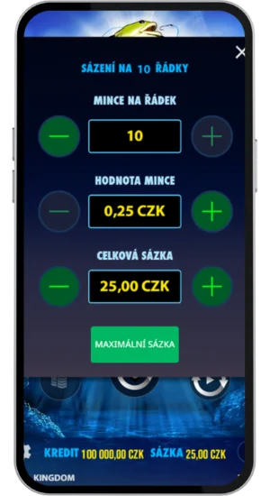 Nastavení sázky Big Bass Bonanza